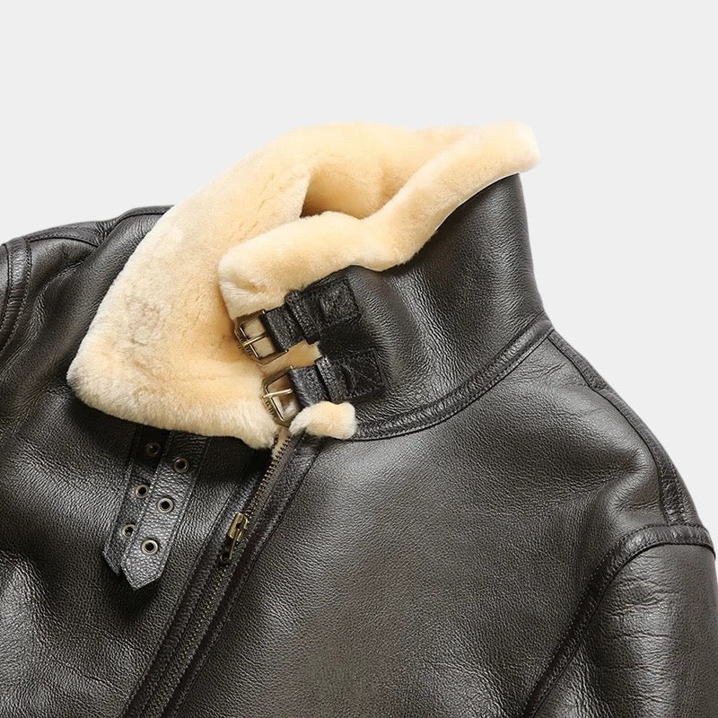 Men's Aviator Jacket With Deep Pile Collar And Zip Front - Colour options