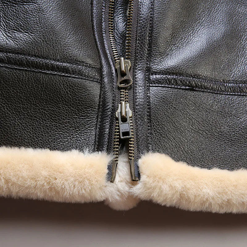 Men's Aviator Jacket With Deep Pile Collar And Zip Front - Colour options