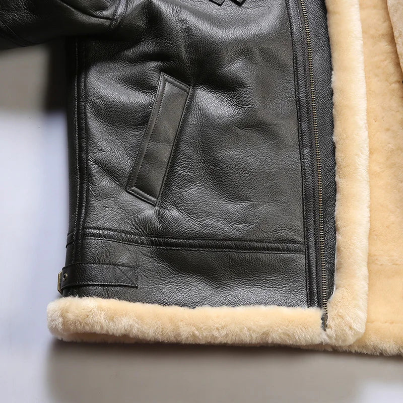 Men's Aviator Jacket With Deep Pile Collar And Zip Front - Colour options