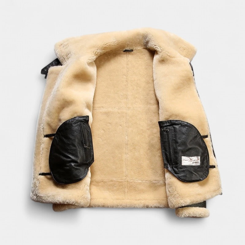 Men's Aviator Jacket With Deep Pile Collar And Zip Front - Colour options