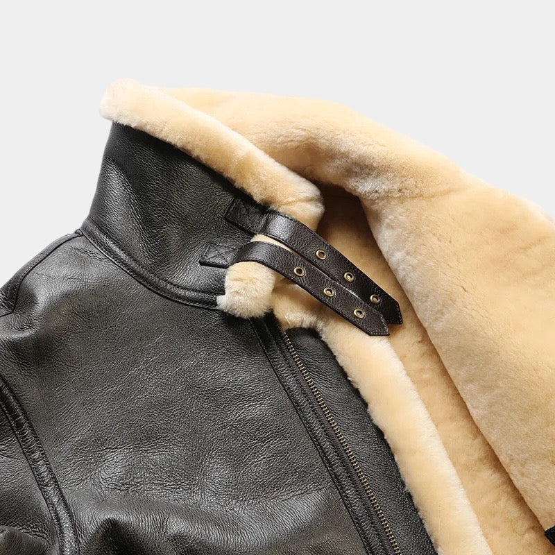 Men's Aviator Jacket With Deep Pile Collar And Zip Front - Colour options