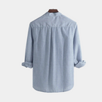 Men's Band Collar Popover Shirt With Half Placket - Colour options
