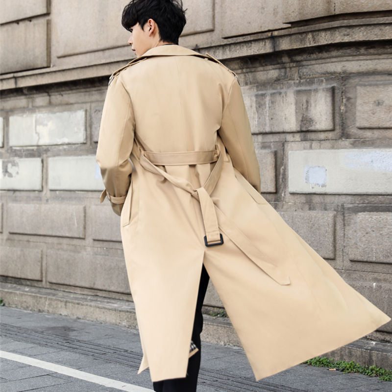 Men's Belted Trench Coat With Double-Breasted Front - Colour options