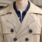Men's Belted Trench Coat With Double-Breasted Front - Colour options