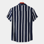Men's Bold Vertical Stripe Shirt With Short Sleeves - Colour options