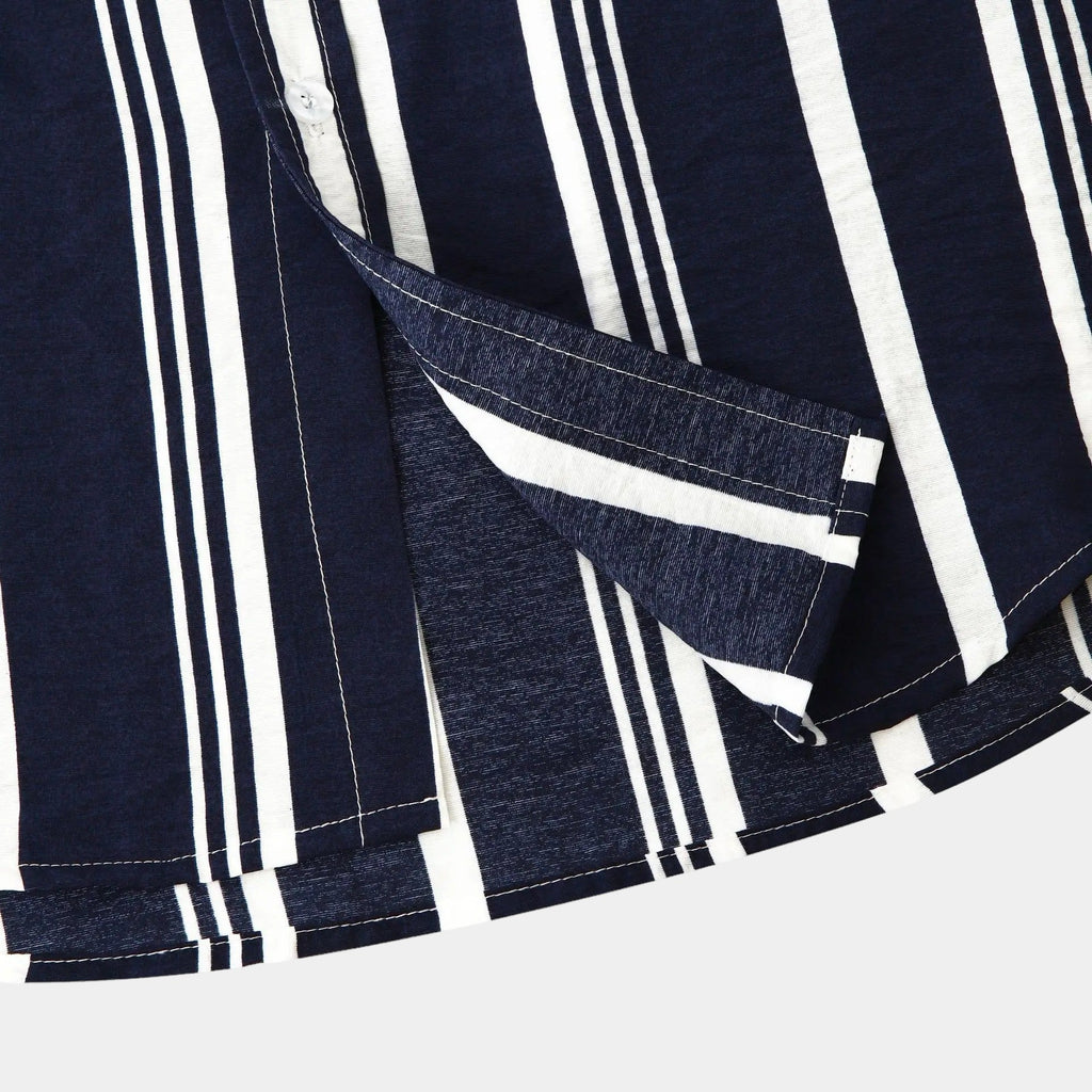 Men's Bold Vertical Stripe Shirt With Short Sleeves - Colour options
