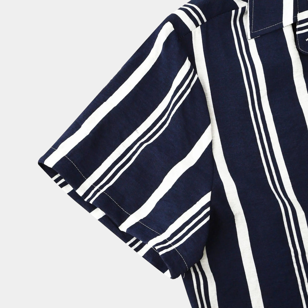 Men's Bold Vertical Stripe Shirt With Short Sleeves - Colour options