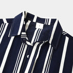 Men's Bold Vertical Stripe Shirt With Short Sleeves - Colour options