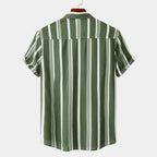 Men's Bold Vertical Stripe Shirt With Short Sleeves - Colour options