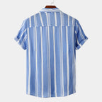 Men's Bold Vertical Stripe Shirt With Short Sleeves - Colour options