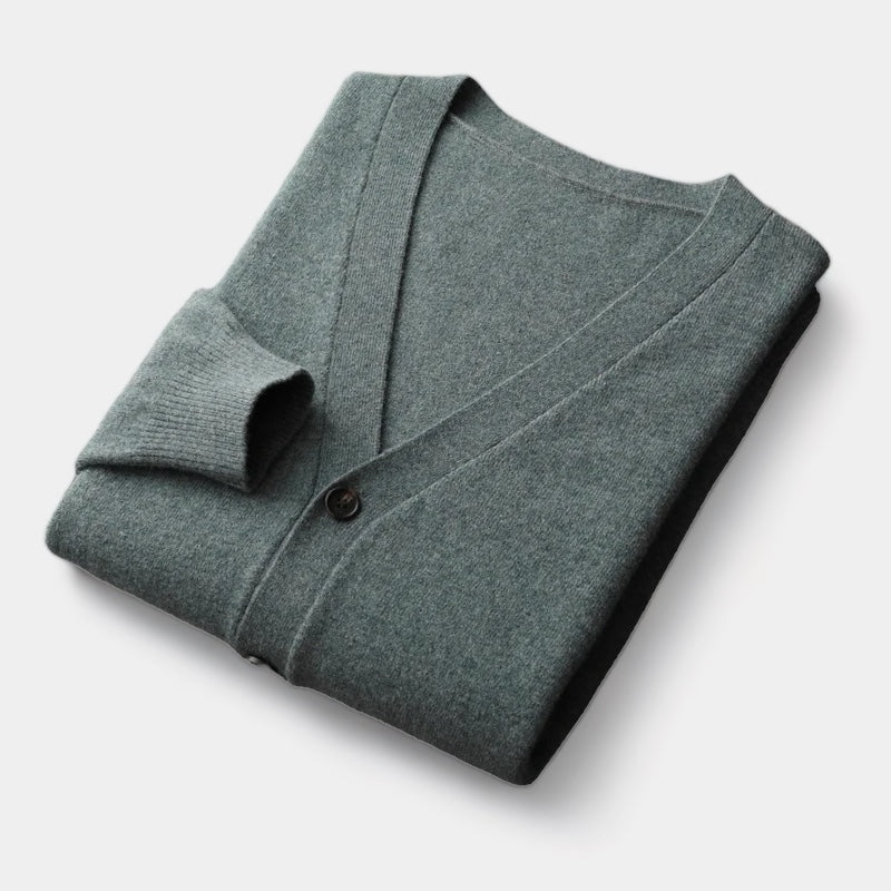 Men's Button-Front Cardigan With V Neckline - Colour options
