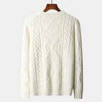 Men's Cable-Knit Crew Neck Jumper With Ribbed Trims - Colour options