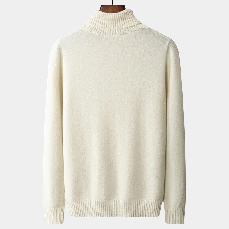 Men's Cable-Knit Mock Neck Jumper With Ribbed Collar - Colour options