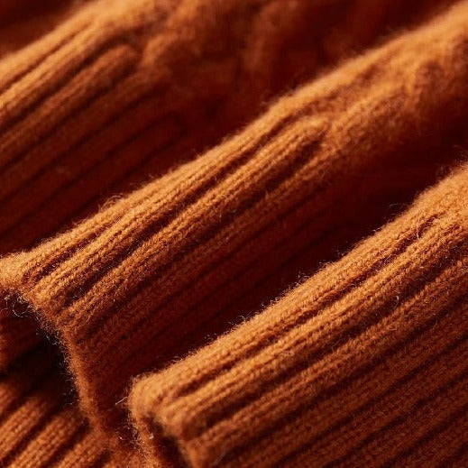 Men's Cable-Knit Mock Neck Jumper With Ribbed Collar - Colour options