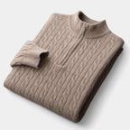 Men's Cable-Knit Quarter-Zip Jumper With Stand Neck - Colour options