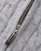 Men's Cable-Pattern Half-Zip Jumper With Ribbed Collar - Grey