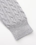 Men's Cable-Pattern Half-Zip Jumper With Ribbed Collar - Grey