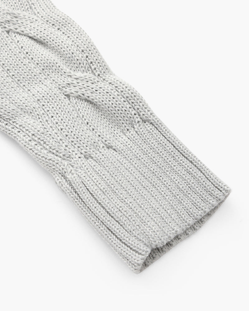 Men's Cable-Pattern Jumper With Ribbed Half-Zip Neck - Grey