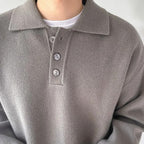 Men's Collared Knit Jumper With Three-Button Placket - Colour options