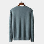 Men's Diamond Cable Jumper With Ribbed Crew Neck - Colour options