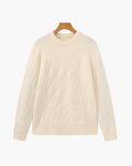 Men's Diamond-Pattern Crew-Neck Jumper With Ribbed Hem - Beige