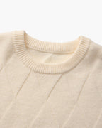 Men's Diamond-Pattern Crew-Neck Jumper With Ribbed Hem - Beige