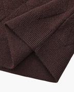 Men's Diamond-Pattern Crew-Neck Jumper With Ribbed Hem - Dark Brown
