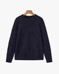 Men's Diamond-Pattern Crew-Neck Jumper With Ribbed Hem - Blue