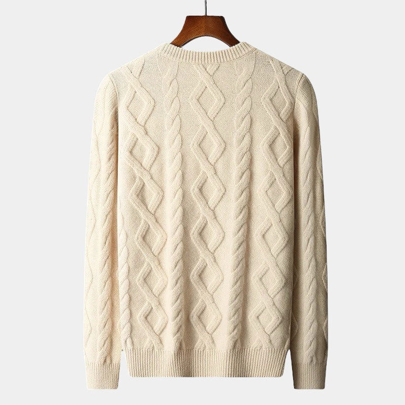 Men's Diamond-Pattern Crew Neck Jumper With Ribbed Neck - Colour options