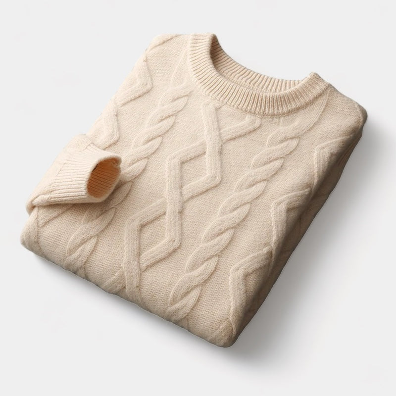 Men's Diamond-Pattern Crew Neck Jumper With Ribbed Neck - Colour options