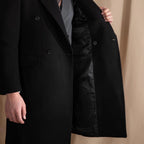 Men's Double-Breasted Long Coat With Peak Lapels - Colour options