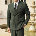 Men's Double-Breasted Suit In A Deep Muted Green - Colour options