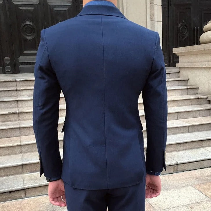 Men's Double-Breasted Suit With Contrast Metal Buttons - Colour options