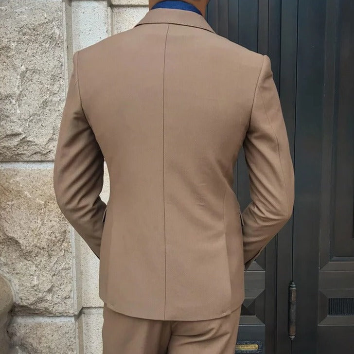 Men's Double-Breasted Suit With Contrast Metal Buttons - Colour options