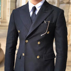 Men's Double-Breasted Suit With Contrast Metal Buttons - Colour options