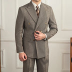 Men's Double-Breasted Suit With Softly Textured Surface - Colour options