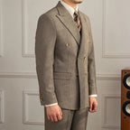 Men's Double-Breasted Suit With Softly Textured Surface - Colour options