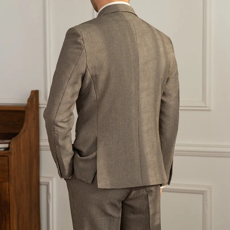 Men's Double-Breasted Suit With Softly Textured Surface - Colour options