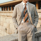 Men's Double-Breasted Two-Piece Suit With Peak Lapels - Colour options