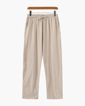 Men's Drawstring Trousers With Flat Tie And Side Pockets - Beige