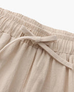 Men's Drawstring Trousers With Flat Tie And Side Pockets - Beige