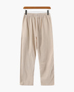 Men's Drawstring Trousers With Flat Tie And Side Pockets - Beige