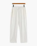 Men's Drawstring Trousers With Flat Tie And Side Pockets - White