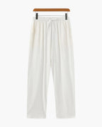 Men's Drawstring Trousers With Flat Tie And Side Pockets - White