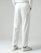 Men's Drawstring Trousers With Flat Tie And Side Pockets - White
