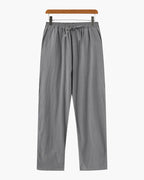 Men's Drawstring Trousers With Flat Tie And Side Pockets - Grey