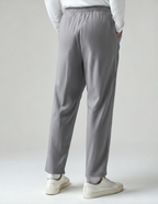 Men's Drawstring Trousers With Flat Tie And Side Pockets - Grey