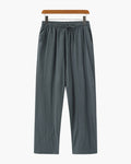 Men's Drawstring Trousers With Flat Tie And Side Pockets - Green