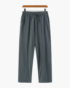 Men's Drawstring Trousers With Flat Tie And Side Pockets - Green