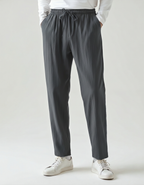 Men's Drawstring Trousers With Flat Tie And Side Pockets - Green